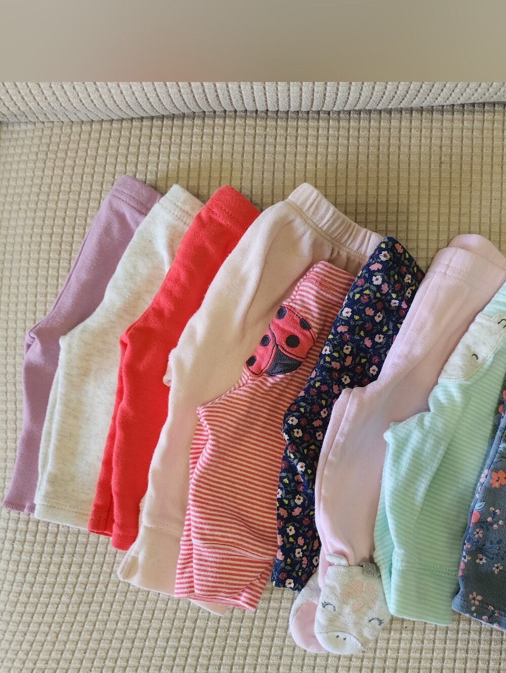 9 Mixed Baby Leggings/ Pants Pastel & Floral Set Newborn.